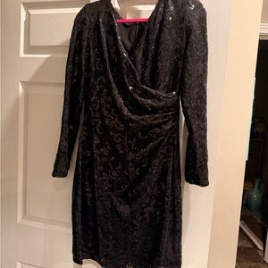 Ralph Lauren Black Sequin Long Sleeve Dress